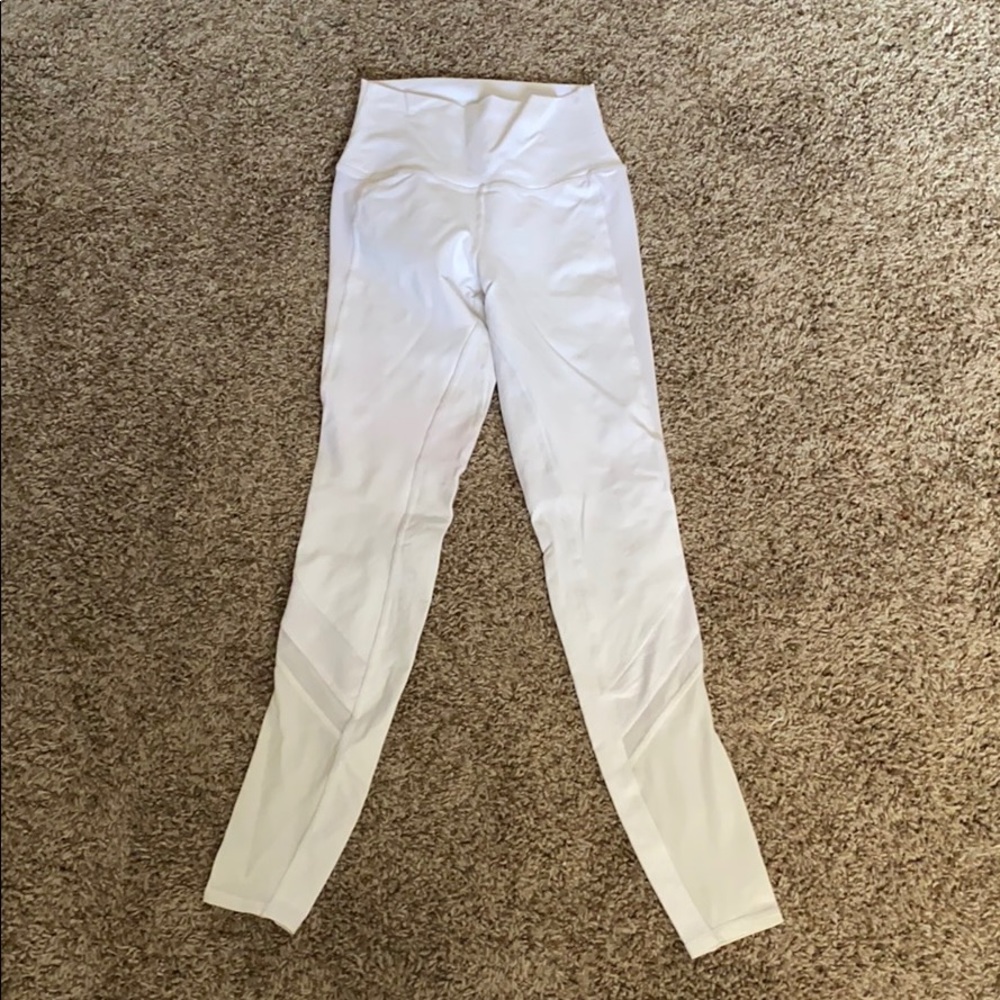 ALO "Elevate" high waisted white mesh leggings